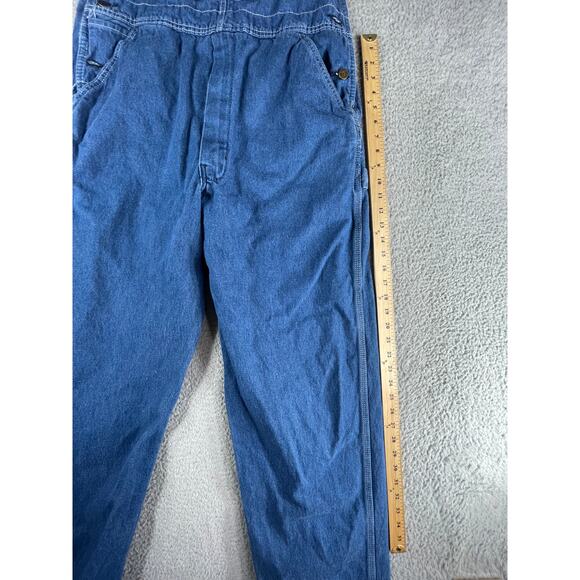 Key Apparel Bib Overalls Mens W38 x L30 Blue Jean Denim Baggy Long Pockets - Picture 5 of 7